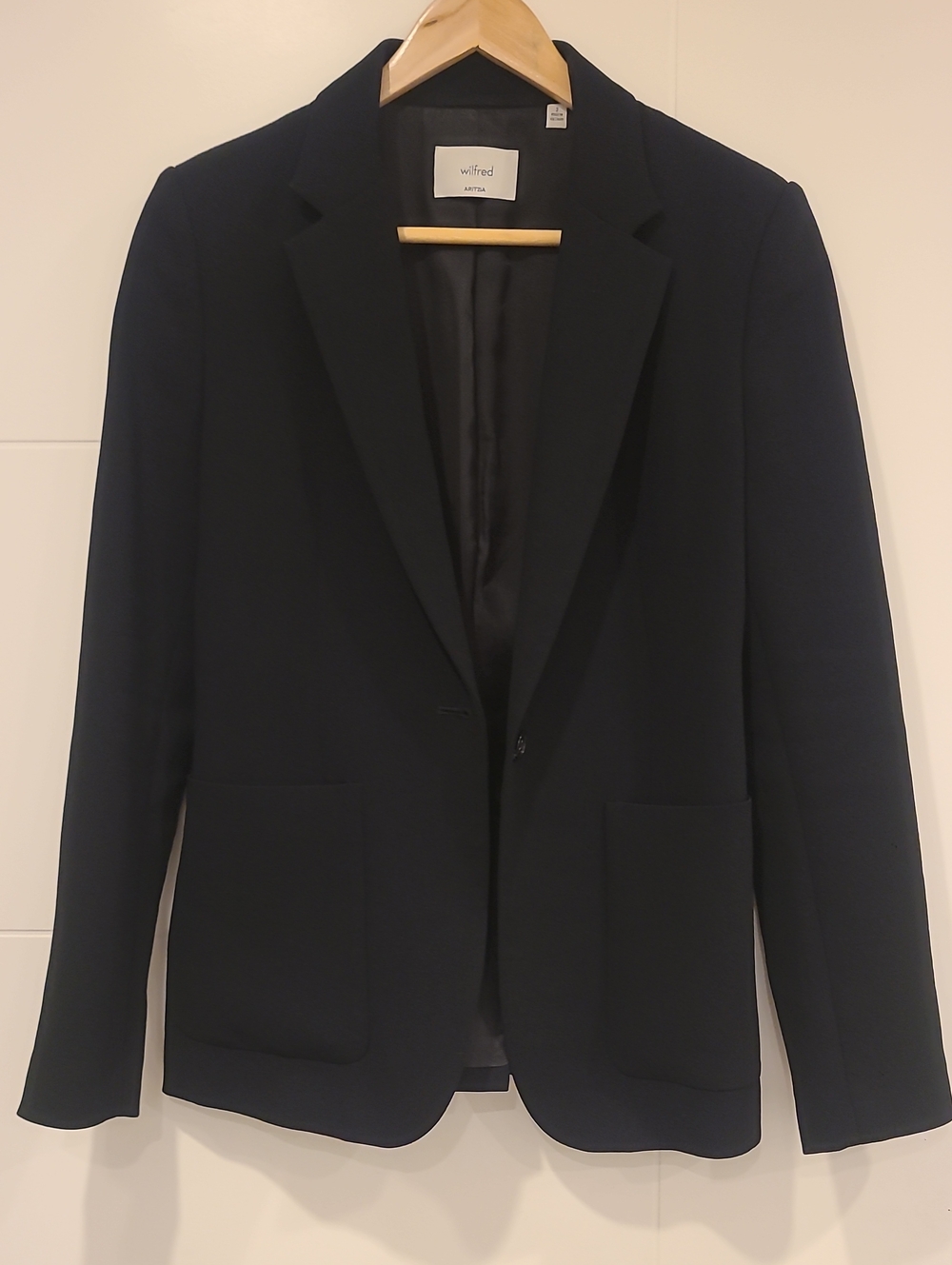 Aritzia Wilfred Augusta Black Tailored Single-Button Blazer